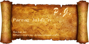 Parrag Jolán névjegykártya